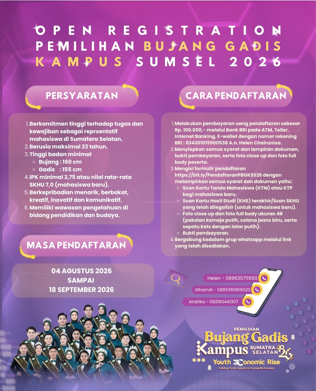 Finalis Ikatan Bujang Gadis Kampus Sumatera Selatan